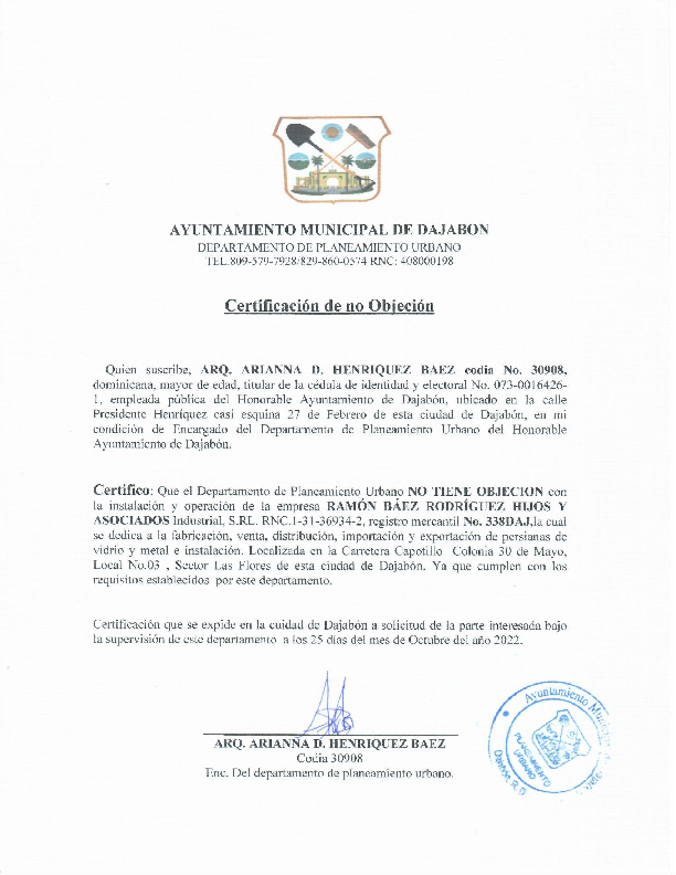 8 Carta de no Objeción Ministerio de Medio Ambiente y Recursos Naturales